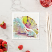 ピンク色の黄色の海の貝類の水彩紙ナプキン スタンダードカクテルナプキン (インサイチュ)