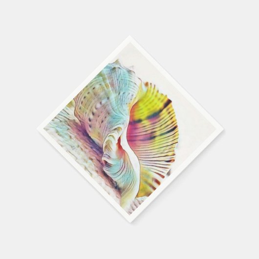 ピンク色の黄色の海の貝類の水彩紙ナプキン スタンダードカクテルナプキン (角)