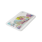 ピンク色の黄色の海絵画の花 バスマット (アングル)