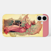 ピンク色の黄色の花を持つ月の女性 Case-Mate iPhoneケース (裏面 (横))