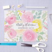 ピンク色の黄色の金ゴールドルーズフローラ水色 薄葉紙 (クラフト)