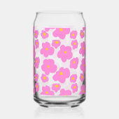 ピンク色の黄色デイジーの花モダンのエレガント模様 ガラス缶 (正面)