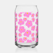 ピンク色の黄色デイジーの花モダンのエレガント模様 ガラス缶 (裏面)