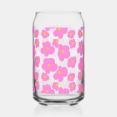 ピンク色の黄色デイジーの花モダンのエレガント模様 ガラス缶 (右)