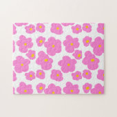 ピンク色の黄色デイジーの花モダンのエレガント模様 ジグソーパズル (横)