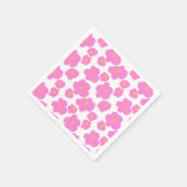 ピンク色の黄色デイジーの花モダンのエレガント模様 スタンダードカクテルナプキン (角)