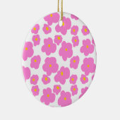 ピンク色の黄色デイジーの花モダンのエレガント模様 セラミックオーナメント (右)