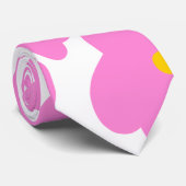 ピンク色の黄色デイジーの花モダンのエレガント模様 ネクタイ (ロール)