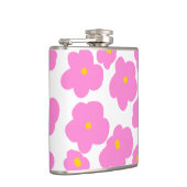 ピンク色の黄色デイジーの花モダンのエレガント模様 フラスク (右)