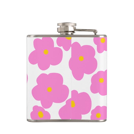 ピンク色の黄色デイジーの花モダンのエレガント模様 フラスク