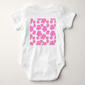 ピンク色の黄色デイジーの花モダンのエレガント模様 ベビーボディスーツ (裏面)