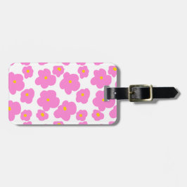 ピンク色の黄色デイジーの花モダンのエレガント模様 ラゲッジタグ