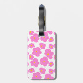 ピンク色の黄色デイジーの花モダンのエレガント模様 ラゲッジタグ (裏面縦)