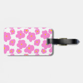 ピンク色の黄色デイジーの花モダンのエレガント模様 ラゲッジタグ (裏面横)