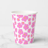 ピンク色の黄色デイジーの花モダンのエレガント模様 紙コップ (裏面)