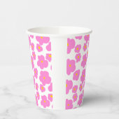 ピンク色の黄色デイジーの花モダンのエレガント模様 紙コップ (左)