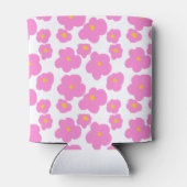 ピンク色の黄色デイジーの花モダンのエレガント模様 缶クーラー (裏面)