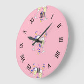 ピンク色の黄色ワイン ラージ壁時計 (傾斜)
