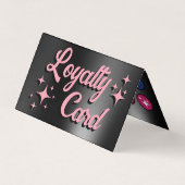 ピンク色の黒いアイシャドパレット折り畳みロイヤリティカード 名刺 (正面)