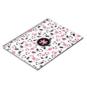 ピンク色の黒いスガーリーポーツパタンサッカー ノートブック (左側)