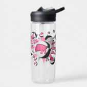 ピンク色の黒いバスケットボールが女の子のスポーツをする ウォーターボトル (左面)