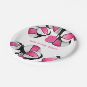 ピンク色の黒いバスケットボールの女の子の誕生日パーティー ペーパープレート (アングル)