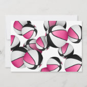 ピンク色の黒いバスケットボールの女の子の誕生日パーティー 招待状 (裏面)