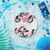 ピンク色の黒いバレーボールの女の子の誕生日パーティー ペーパープレート (パーティー)