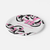 ピンク色の黒いバレーボールの女の子の誕生日パーティー ペーパープレート (アングル)