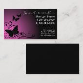 ピンク色の黒いフェード蝶の渦巻き名刺 名刺 (正面/裏面)