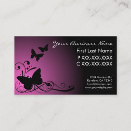 ピンク色の黒いフェード蝶の渦巻き名刺 名刺