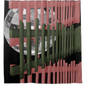 ピンク色の黒いボールショーカーテンフェンス シャワーカーテン (正面)