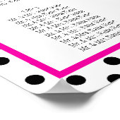 ピンク色の黒い水玉模様結婚のシーティングチャート ポスター (角)