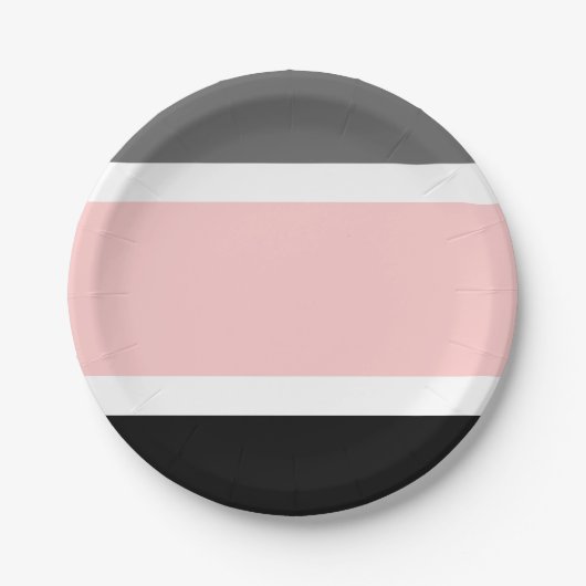 ピンク色の黒い灰色 ペーパープレート (正面)