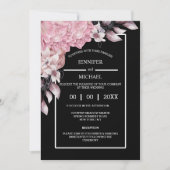 ピンク色の黒い牡丹フローラ濃いムーディエレガントーナイト 招待状 (正面)