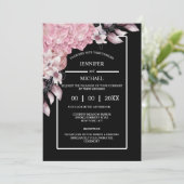 ピンク色の黒い牡丹フローラ濃いムーディエレガントーナイト 招待状 (スタンド正面)