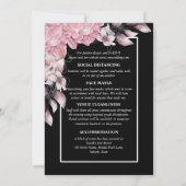 ピンク色の黒い牡丹フローラ濃いムーディエレガントーナイト 招待状 (裏面)