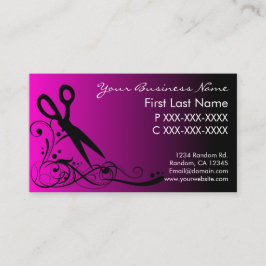 ピンク色の黒フェード髪のカット名刺 名刺