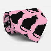 ピンク色の黒猫 ネクタイ (ロール)