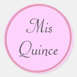 ピンク色のMis Quinceスタンプ ラウンドシール