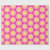 ピンク色ひまわり模様のラッピング紙 転が ラッピングペーパー (フラット)