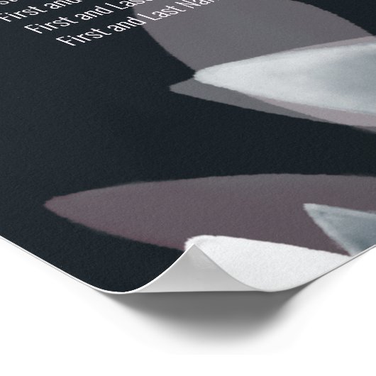 ピンク色エレガントのネイビーソフトウォーターのシーティングチャート ポスター (角)