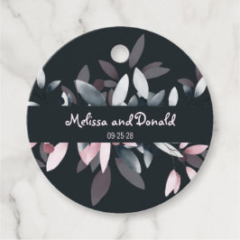 ピンク色エレガントのネイビーソフトウォーター色のフローラ結婚ズ フェイバータグ