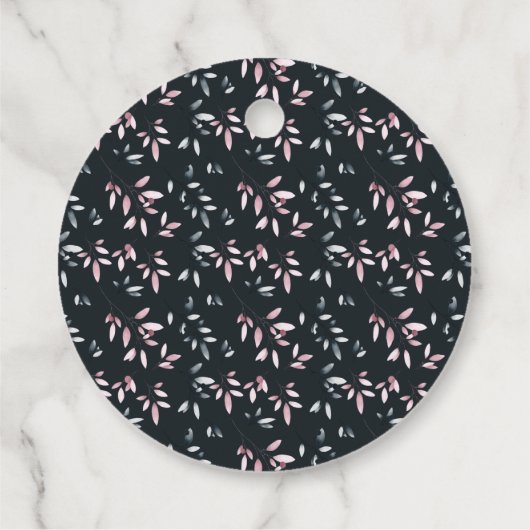 ピンク色エレガントのネイビーソフトウォーター色のフローラ結婚ズ フェイバータグ (裏面)