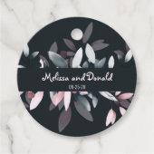 ピンク色エレガントのネイビーソフトウォーター色のフローラ結婚ズ フェイバータグ (正面)