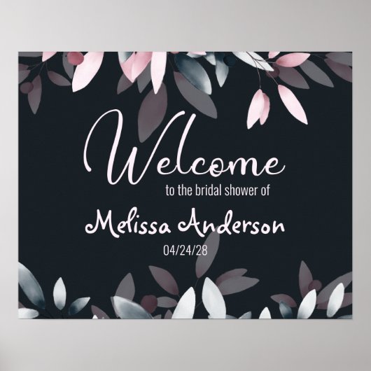 ピンク色エレガントのネイビーソフトウオーターカラーシャワーポスター ポスター (正面)