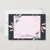 ピンク色エレガントのネイビー色フローラ サンキューカード (裏面)