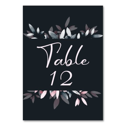 ピンク色エレガントのネイビー色フローラ テーブルナンバー (正面)