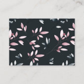 ピンク色エレガントのネイビー色フローラ プレイスカード (裏面)