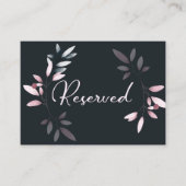 ピンク色エレガントのネイビー色フローラ プレイスカード (正面)